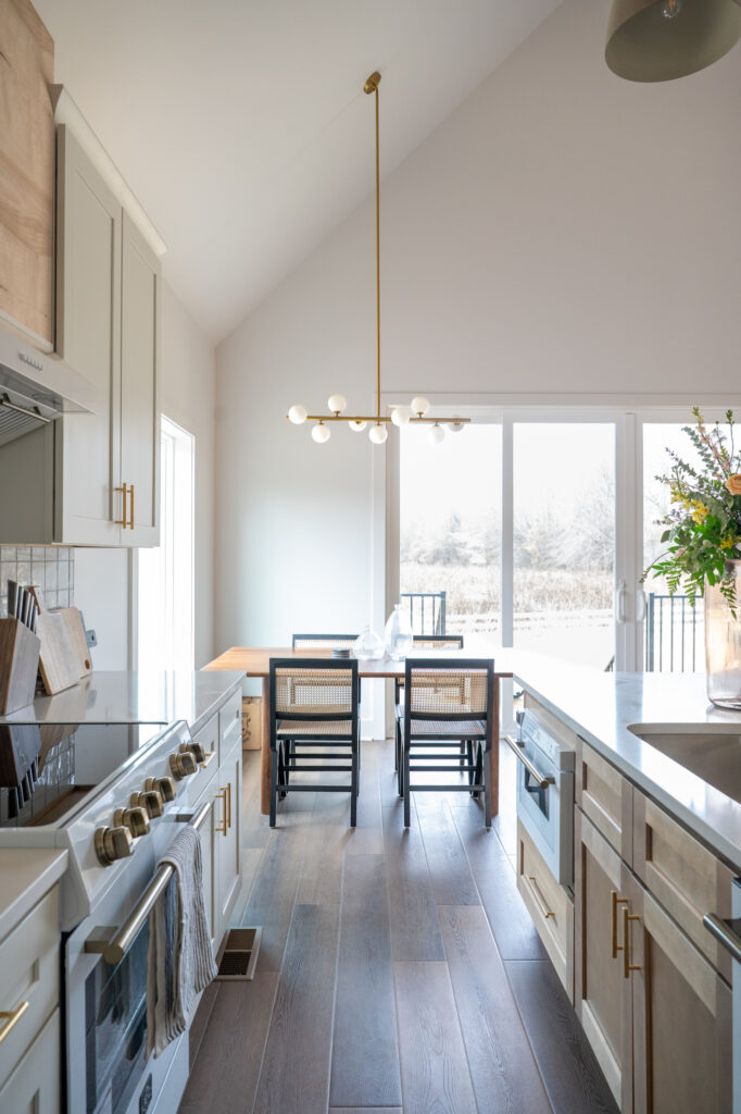 view down the kitchen toward the dining room table